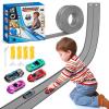 15Ft Flexible Race Car Track for Kids with Suction Cups Compatible with Hot Wheels and Diecast 1/64th Cars for Ages 3 & Up Blue Gray Orange Red Classic Long Rolls Up Portable Racetrack (Gray) view 1