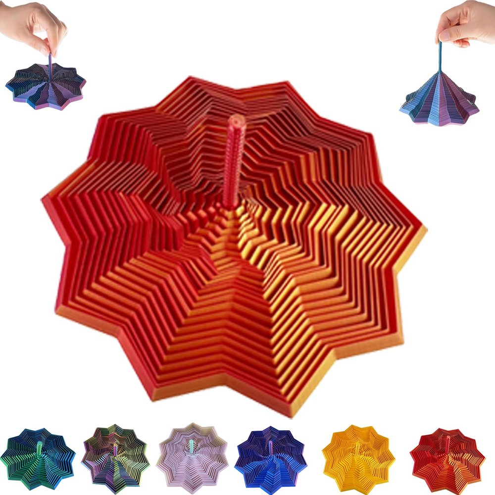 3D Printed Expanded Sensory Fidget Star,Fractal Fidget Hexagon with Handles,Relieves Stress,Improves Concentration,Good Gift for Holiday,Christmas,Birthday (#F,S)