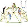 10FT Climbing Dome with Swing  Kids Jungle Gym for Ages 3-10, 1000LB Capacity Geometric Dome Climber, Anti-Rust Metal Kids Monkey Bars for Backyard Playground (Green) view 1