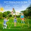 10FT Climbing Dome with Swing  Kids Jungle Gym for Ages 3-10, 1000LB Capacity Geometric Dome Climber, Anti-Rust Metal Kids Monkey Bars for Backyard Playground (Green) view 2