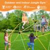 10FT Climbing Dome with Swing  Kids Jungle Gym for Ages 3-10, 1000LB Capacity Geometric Dome Climber, Anti-Rust Metal Kids Monkey Bars for Backyard Playground (Green) view 3