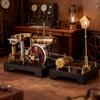 2 in 1 Steam Engine Model with Boiler and Lamp Scene, SE-01 Full Metal Beam Engine Steam Engine Model Kit That Works with Centrifugal Regulator, Retro Science Kit for Adults view 2
