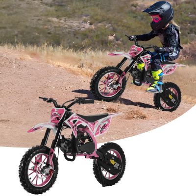 YOXIER 50cc Dirt Bike for Kids, Gas Powered Mini Bike with Speeds up to 40 MPH, Off-Road Trail Motorcycle for Beginners, Comfort Seat Design for Kids, Ideal Dirtbike for Off-Road Conditions (Pink)