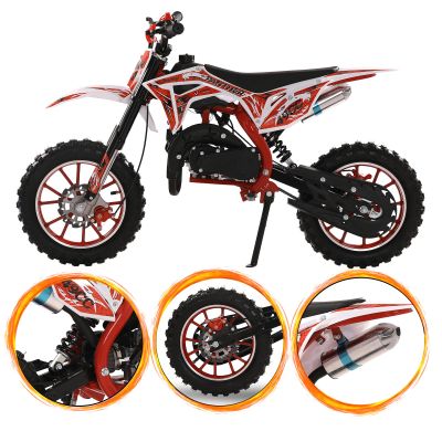 50cc Dirt Bike for Kids 8-14, 2-Stroke Gas Powered Mini Dirt Bike, 330LBS Max Load Off-Road Motorcycle with Front & Rear Disc Brakes, Dirtbike for Boys and Girls (Red)