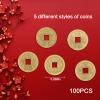 100 Pcs Chinese Feng Shui Coins, I-Ching Coins Collection with 5 Ancient Qing Dynasty Styles, Chinese Coins for Good Luck Fortune Wealth, Chinese New Year Lucky Coins Decorations view 3