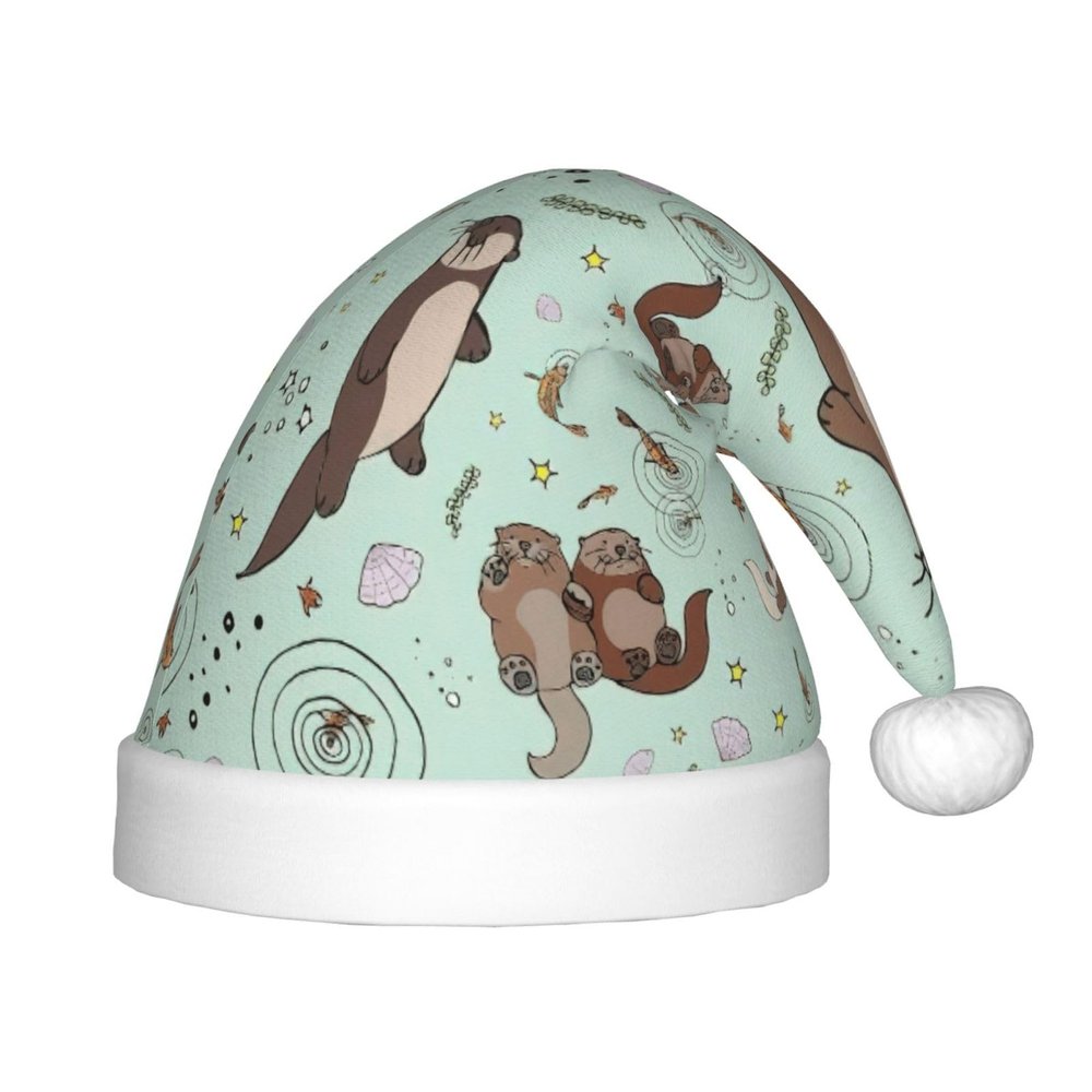 DRTGEDS Otters Christmas Hat For Kids, Multi-Use Santa Hat For Parties And Festive Events