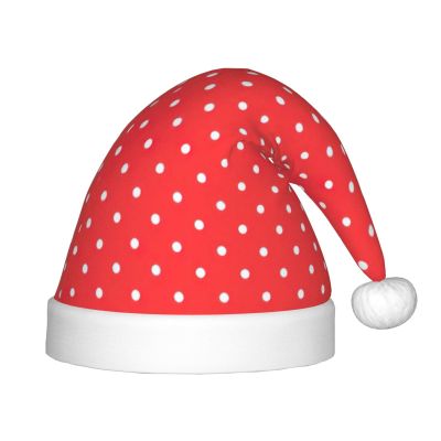 DRTGEDS Red And White Polka Dots Christmas Hat For Kids, Multi-Use Santa Hat For Parties And Festive Events