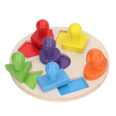 Aqur2020 Educational Wooden Shape Sorting Puzzle, Bright Colors, 18 cm Round Board, Cognitive Skills Development Toy for Boys and Girls