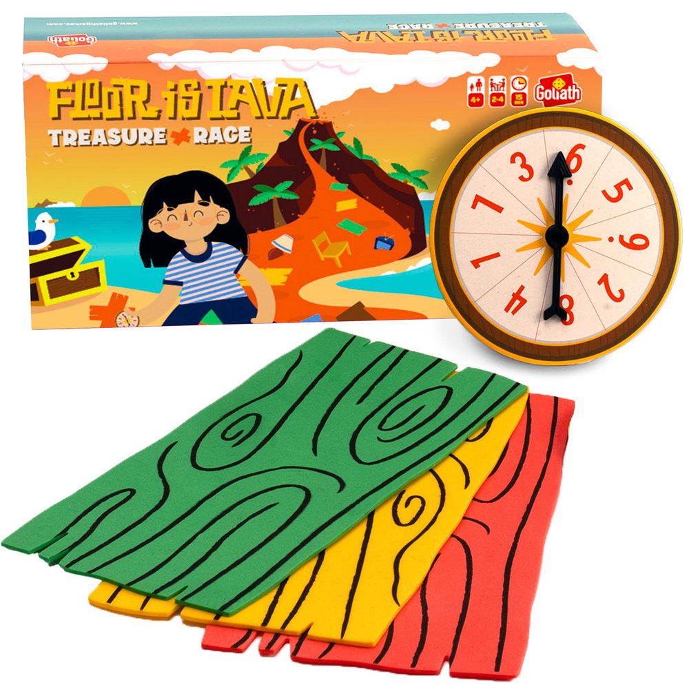 Goliath The Floor is Lava Treasure Race  Giant Adventure Floor Game for Kids | Counting, Motor Skills & Imaginative Play | Includes Treasure Chest for Surprises & Prizes