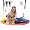 40 Inch Saucer Tree Swing for Kids & Adults  Large Round Disc Swing, 700 lb Weight Capacity with Hanging Straps & Adjustable Ropes for Playground, Backyard & Swingset (Rainbow) view 1