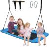 60'' Large Rectangle Tree Swing - Heavy Duty 800lb Capacity - Giant Platform Outdoor Swing with 2 Hanging Straps & Installation Kits for Playground, Backyard & Swingset (Blue) view 1