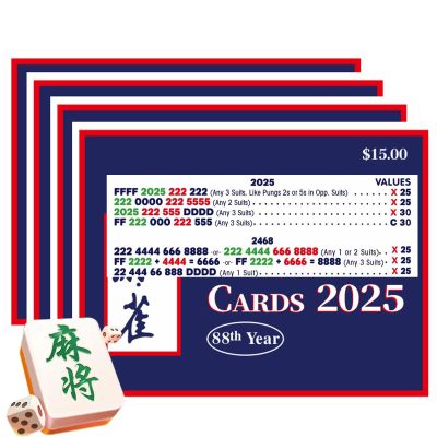 AZSYYQC Mahjong Cards 2025Mah Jong Cards 2025 Official Revision American - Large Print, 4-Pack (4pcs)
