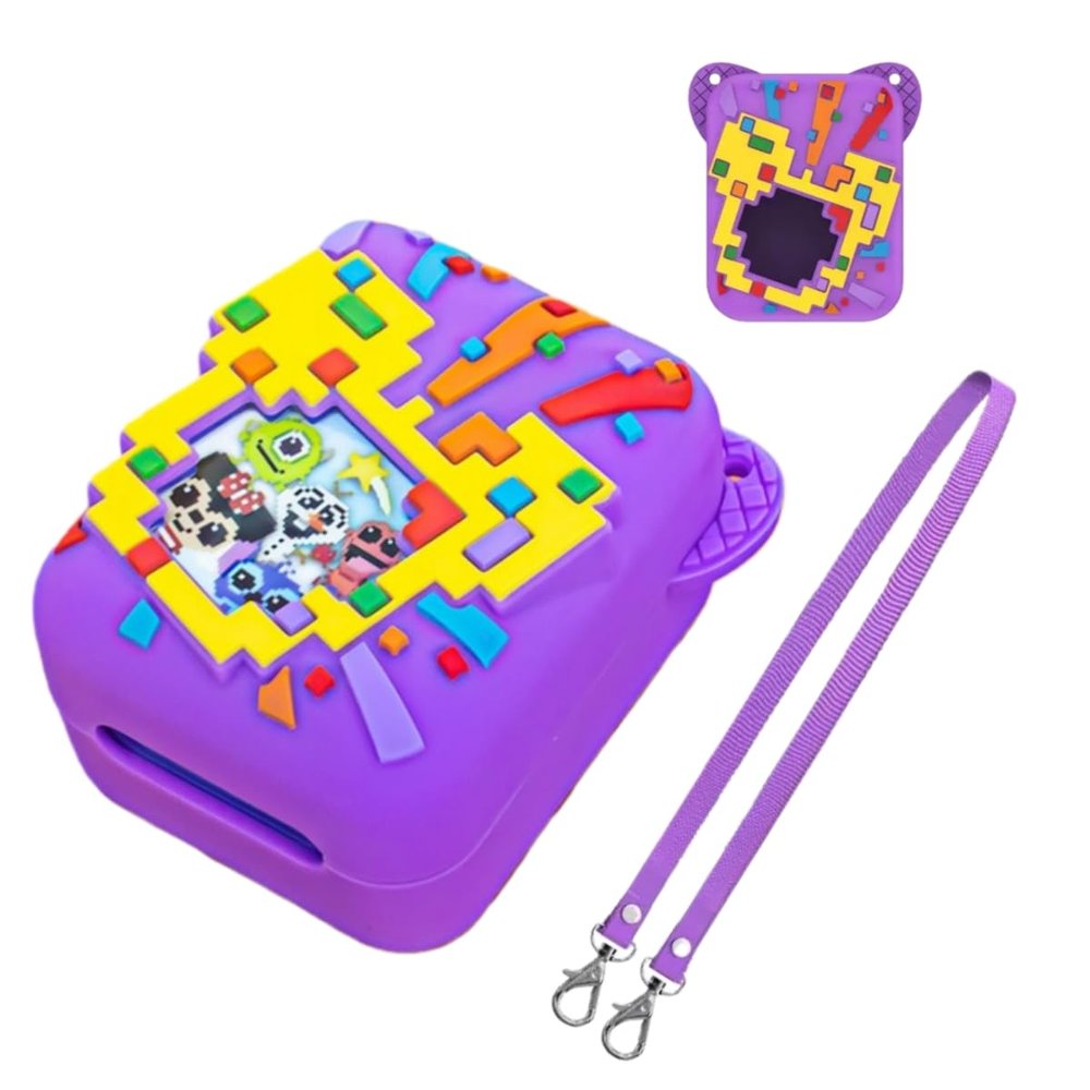 Silicone Cover Case for Bitzee Dissinney Interactive Toy Digital Pet, Protective Case for Virtual Electronic Pets with Lanyard (Purple)