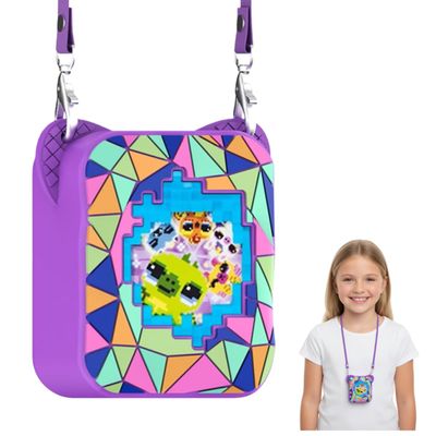 Silicone Cover Case for Bitzee Magicals Interactive Toy, Protective Case for Virtual Electronic Pets with Lanyard (Purple)