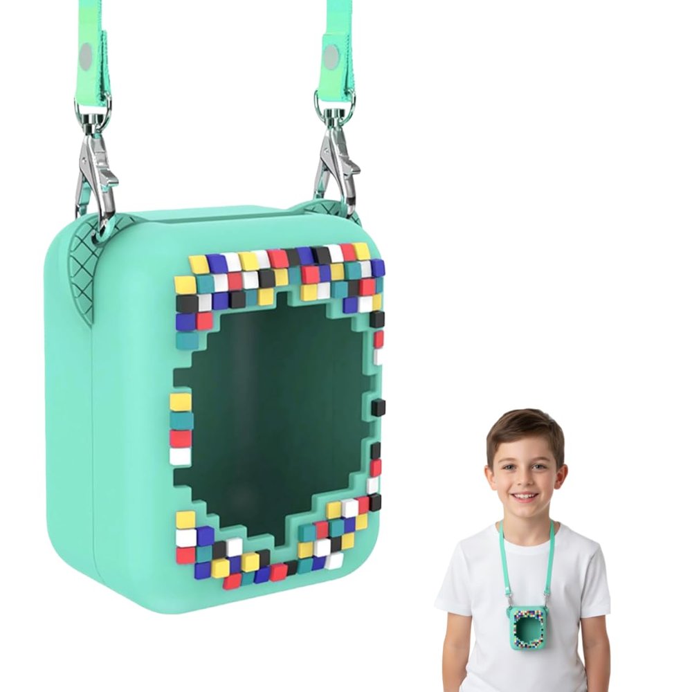 Silicone Cover Case for Bitzee Interactive Toy Digital Pet, Protective Case for Virtual Electronic Pets with Lanyard (Mint)
