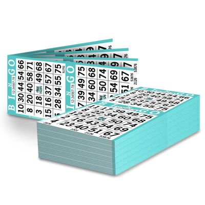 Bingo Paper Sheets  2 Faces, 4" x 8"  Pack of 750 Disposable Bingo Cards  Recyclable Dauber Paper for Seniors, Adults & Community Events (Aqua)