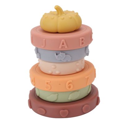 Aqur2020 Baby Sensory Stacking Rings, Colorful Educational Building Toy, Plastic Stacking Blocks, 6 Rings with Pumpkin Shape, for Babies and Toddlers