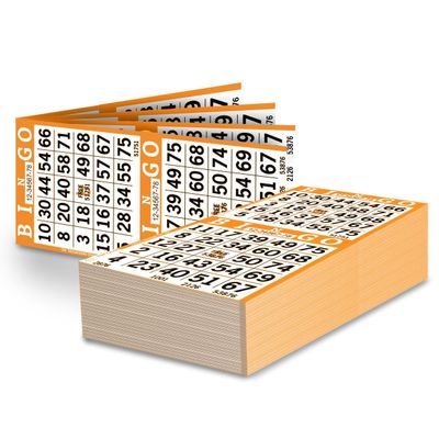 Bingo Paper Sheets  2 Faces, 4" x 8"  Pack of 750 Disposable Bingo Cards  Recyclable Dauber Paper for Seniors, Adults & Community Events (Orange)