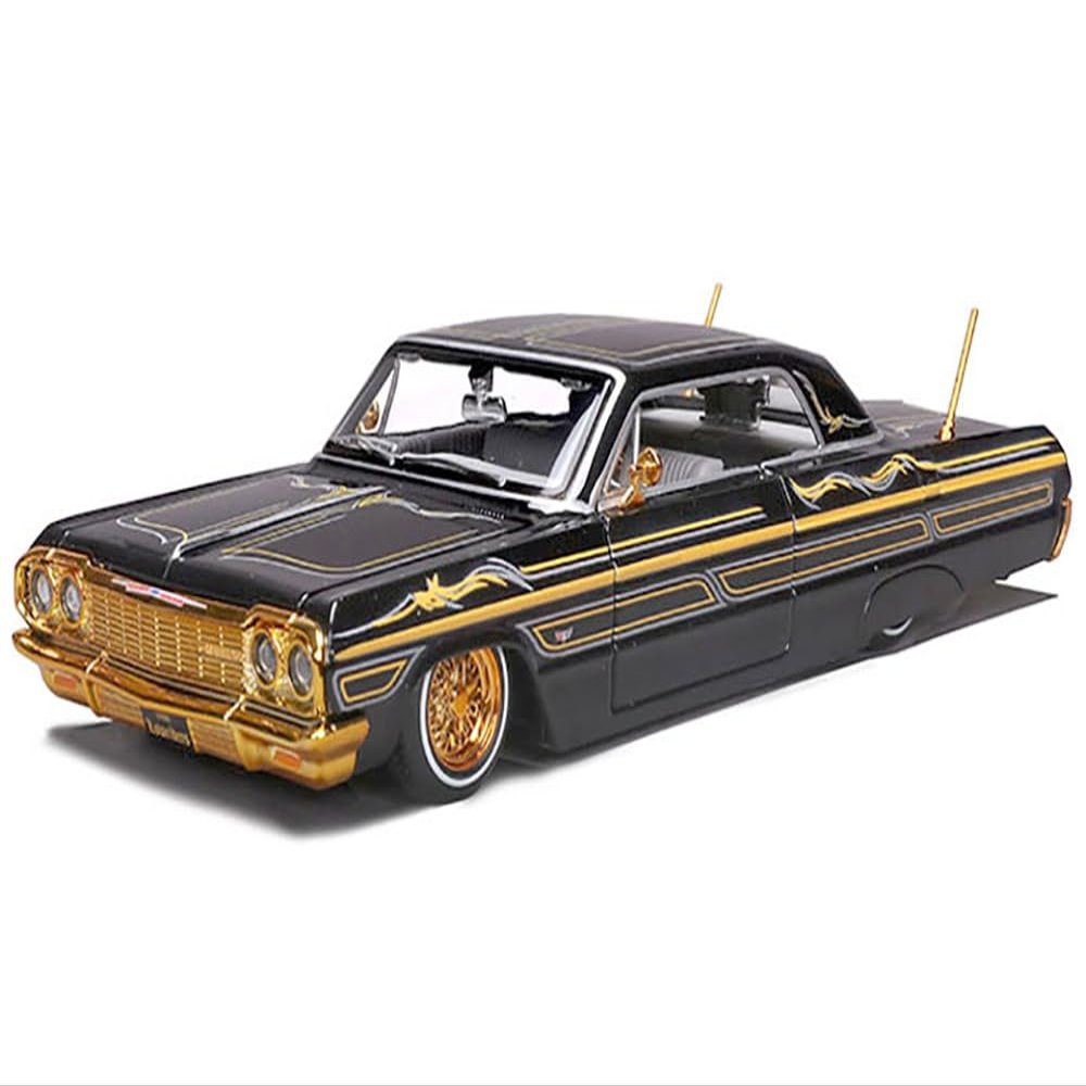 1964 SS Lowrider Black Metallic with Gold Graphics and Gray Interior Lowriders Series 1/26 Diecast Model Car 32547-BK