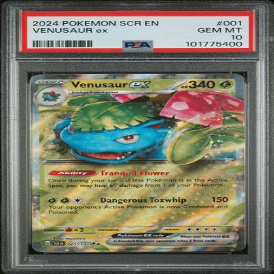 Graded 2024 PKM SCR EN Stellar Crown Venusaur ex #001 Trading Card Game PSA 10 Gem Mint