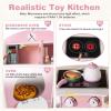 INFANS Corner Kids Kitchen Playset, Toddler Wooden Pretend Cooking Set with Lights Sounds Coffee Machine Washing Dishwasher, Stove Removable Sink Storage, Simulation Play Kitchen Toy view 4