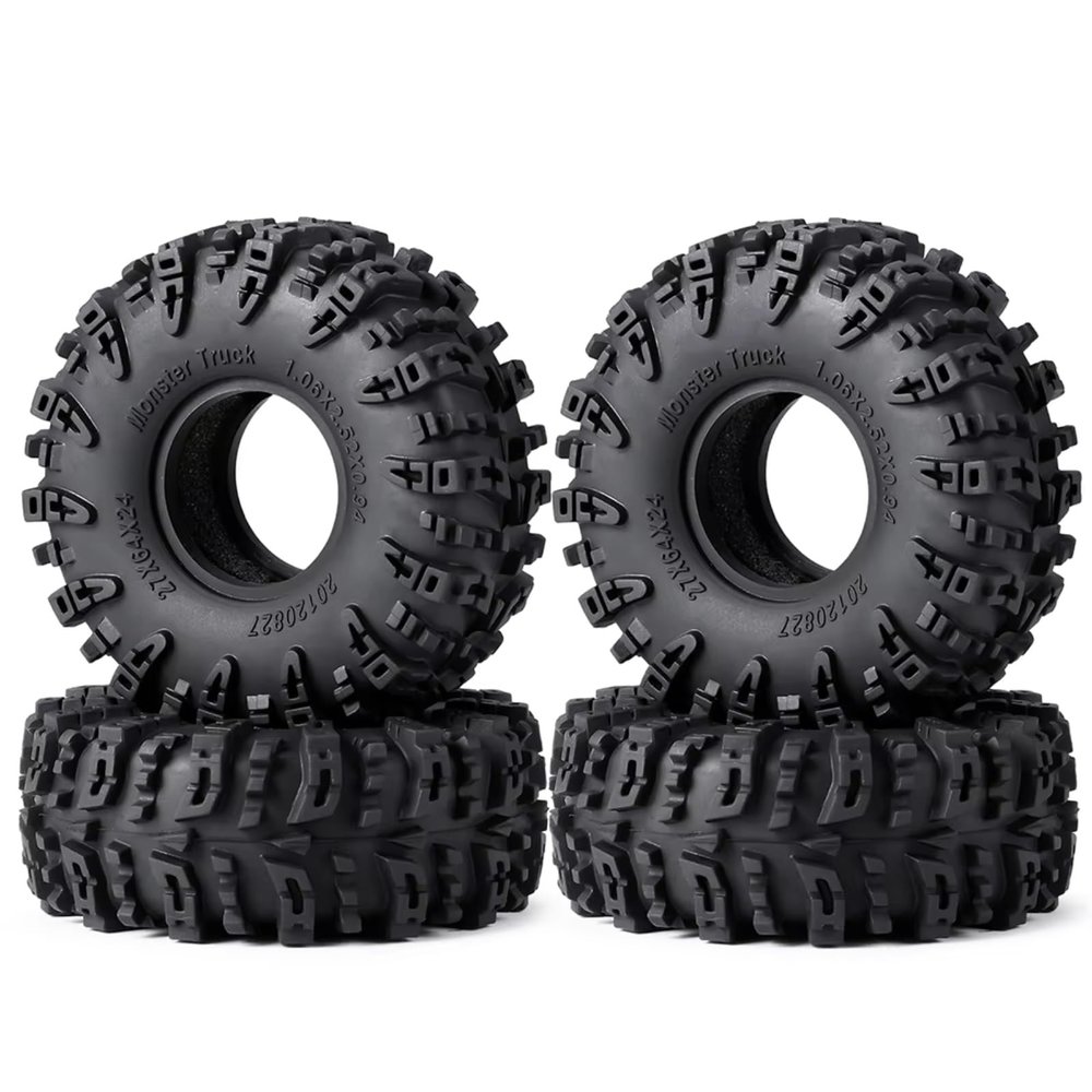 For Axial For SCX24 1/24 For TRX-4M 1/18 64x24mm / 27mm Swamper Mud For Terrain Rubber Wheel Tires RC Car Upgrade Parts Accessories Rc Upgrade Components(Size a)