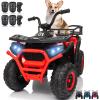 24V 4x4 Ride on Toys Car, BLISSRIDE Kids ATV Quad w/Kneepads, 5Mph Max Speed, Music, LED Lights, Rear Storage Rack, Big Tires, Safe Soft Start&Brake, Electric 4 Wheeler for Kids Boys Girls, L Red view 1
