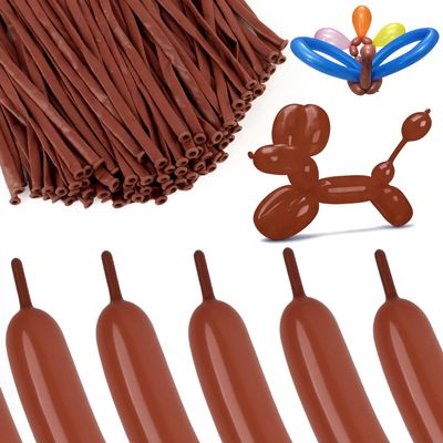 100Pcs Coffee Brown 260 Balloons Long Balloons for Tying Balloon Arch & Twisting Balloon Animals, Thick Latex for Magic Clown Wedding Birthday Party Decorations