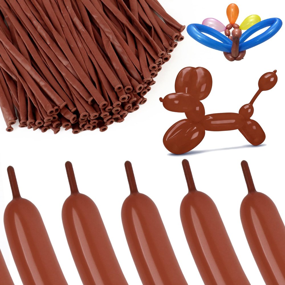 100Pcs Coffee Brown 260 Balloons Long Balloons for Tying Balloon Arch & Twisting Balloon Animals, Thick Latex for Magic Clown Wedding Birthday Party Decorations