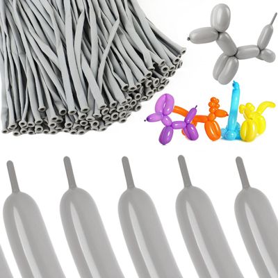 100Pcs Grey 260 Balloons Long Balloons for Tying Balloon Arch & Twisting Balloon Animals, Thick Latex for Magic Clown Wedding Birthday Party Decorations