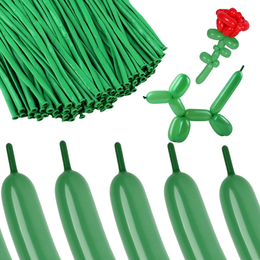 100Pcs Dark Green 260 Balloons Long Balloons for Tying Balloon Arch & Twisting Balloon Animals, Thick Latex for Magic Clown Wedding Birthday Party Decorations