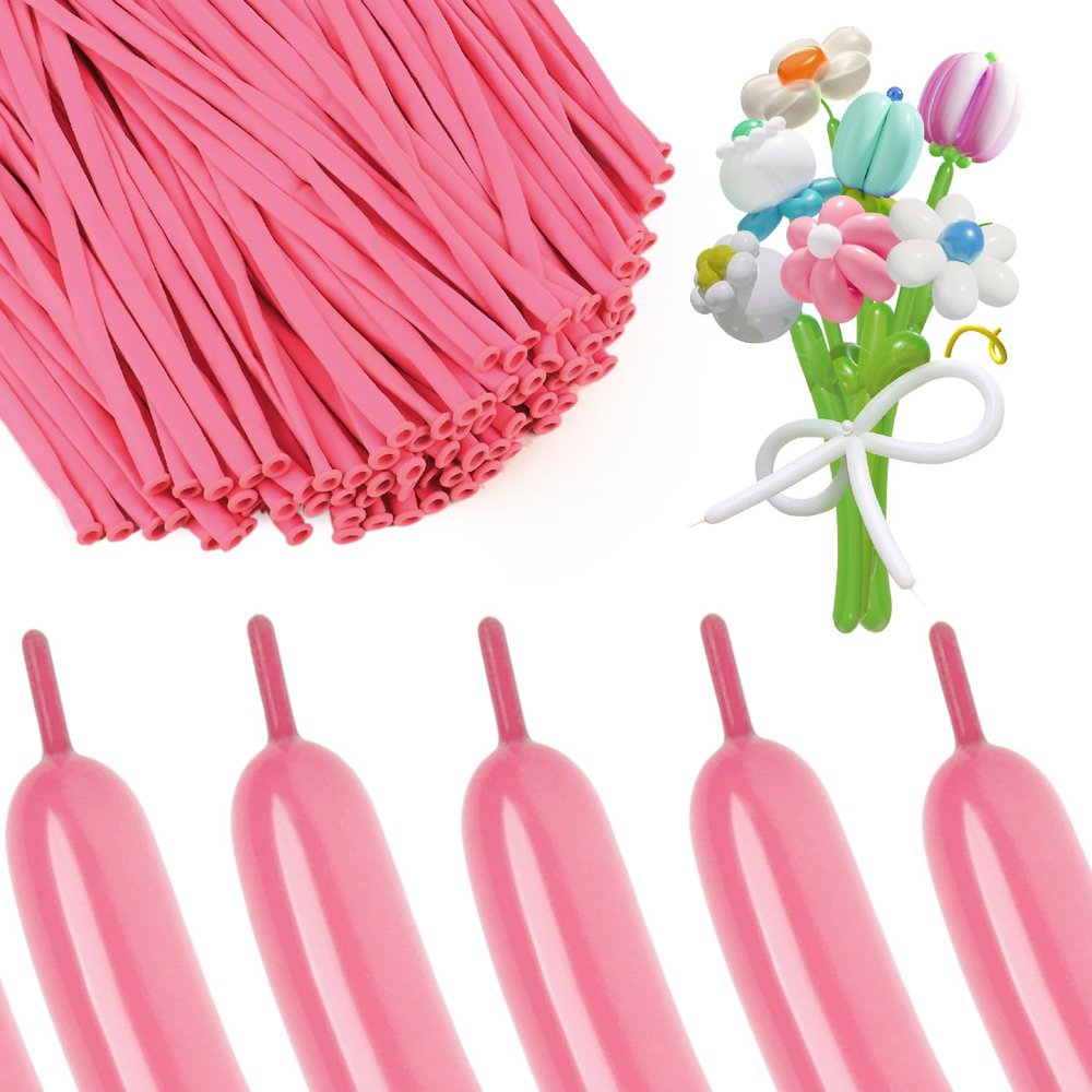 100Pcs Hot Pink 260 Balloons Long Balloons for Tying Balloon Arch & Twisting Balloon Animals, Thick Latex for Magic Clown Wedding Birthday Party Decorations