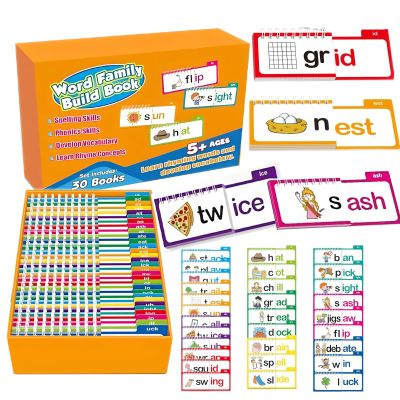 30 Read and Rhyme Flip Books, Phonics Flash Cards Word Family Build BookSight Words Kindergarten, Word Family Activities, Learning to Read Games, Preschool Homeschool Classroom Supplies