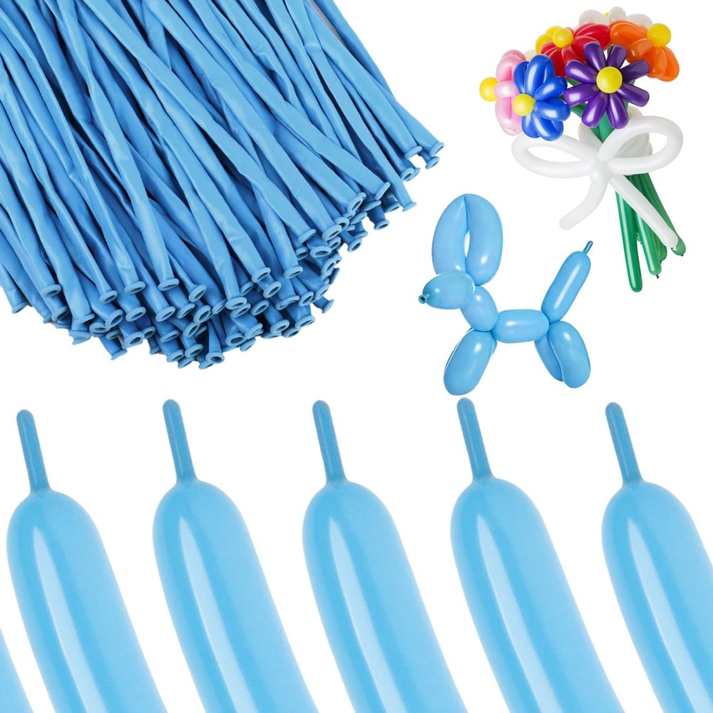 100Pcs Light Blue 260 Balloons Long Balloons for Tying Balloon Arch & Twisting Balloon Animals, Thick Latex for Magic Clown Wedding Birthday Party Decorations