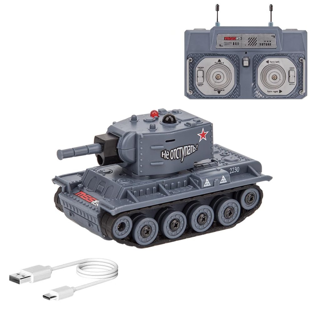 ConsoleXpress RC Battle Tank, 1/64 Scale 2.4Ghz Remote Control Military Tank Vehicles with Infrared Shoot, 330 Rotating Turret and Sound & Lighting