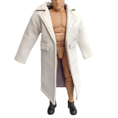 1/12 Scale Clothes Wired Faux Leather Windbreak Coat for 1:12 6inch Action Figure Doll (White)