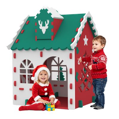 Kids Playhouse Kitchen Theme, Indoor Outdoor EVA Play House for Toddlers, Soft Foam Playhouse for Kids Outdoor & Indoor Pretend Play, Easy Assembly Play House Outside (Red Green White, Style 1)
