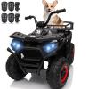 24V 4x4 Ride on Toys Car, BLISSRIDE Kids ATV Quad w/Kneepads, 5Mph Max Speed, Music, LED Lights, Rear Storage Rack, Big Tires, Safe Soft Start&Brake, Electric 4 Wheeler for Kids Boys Girls, L Black view 1