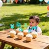 12 Pcs Oh Baby Cupcake Toppers Blue Glitter It's a Boy Cupcake Decorations Bottle Bow Dress Cupcake Decor for Kids Boys Birthday Party Supplies view 3