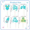 12 Pcs Oh Baby Cupcake Toppers Blue Glitter It's a Boy Cupcake Decorations Bottle Bow Dress Cupcake Decor for Kids Boys Birthday Party Supplies view 4