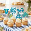 12 Pcs Oh Baby Cupcake Toppers Blue Glitter It's a Boy Cupcake Decorations Swan Tie Bottle Cupcake Decor for Gender Reveal Baby Shower Boys Birthday Party Supplies view 2