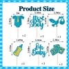 12 Pcs Oh Baby Cupcake Toppers Blue Glitter It's a Boy Cupcake Decorations Swan Tie Bottle Cupcake Decor for Gender Reveal Baby Shower Boys Birthday Party Supplies view 4