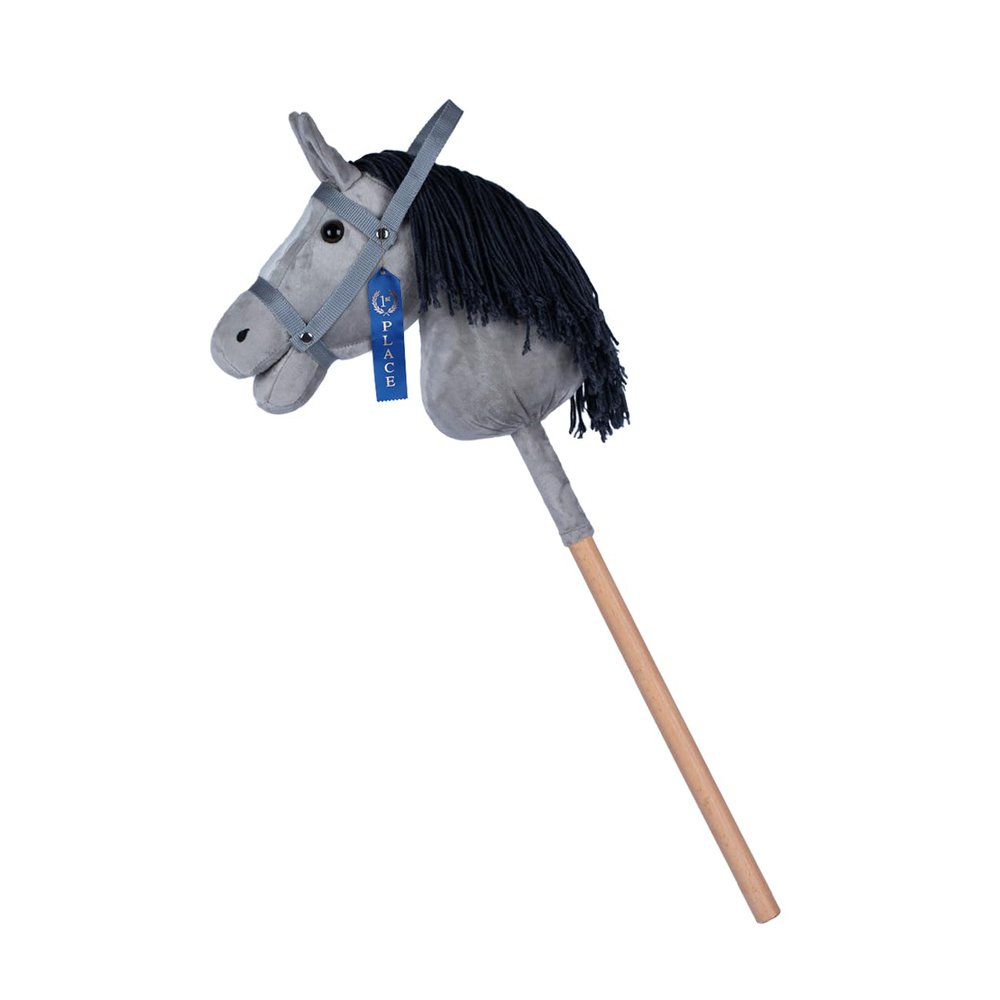 ROCK MY BABY Gray Hobby Horse, Plush Stick Horse with Award Ribbon, Age 3+