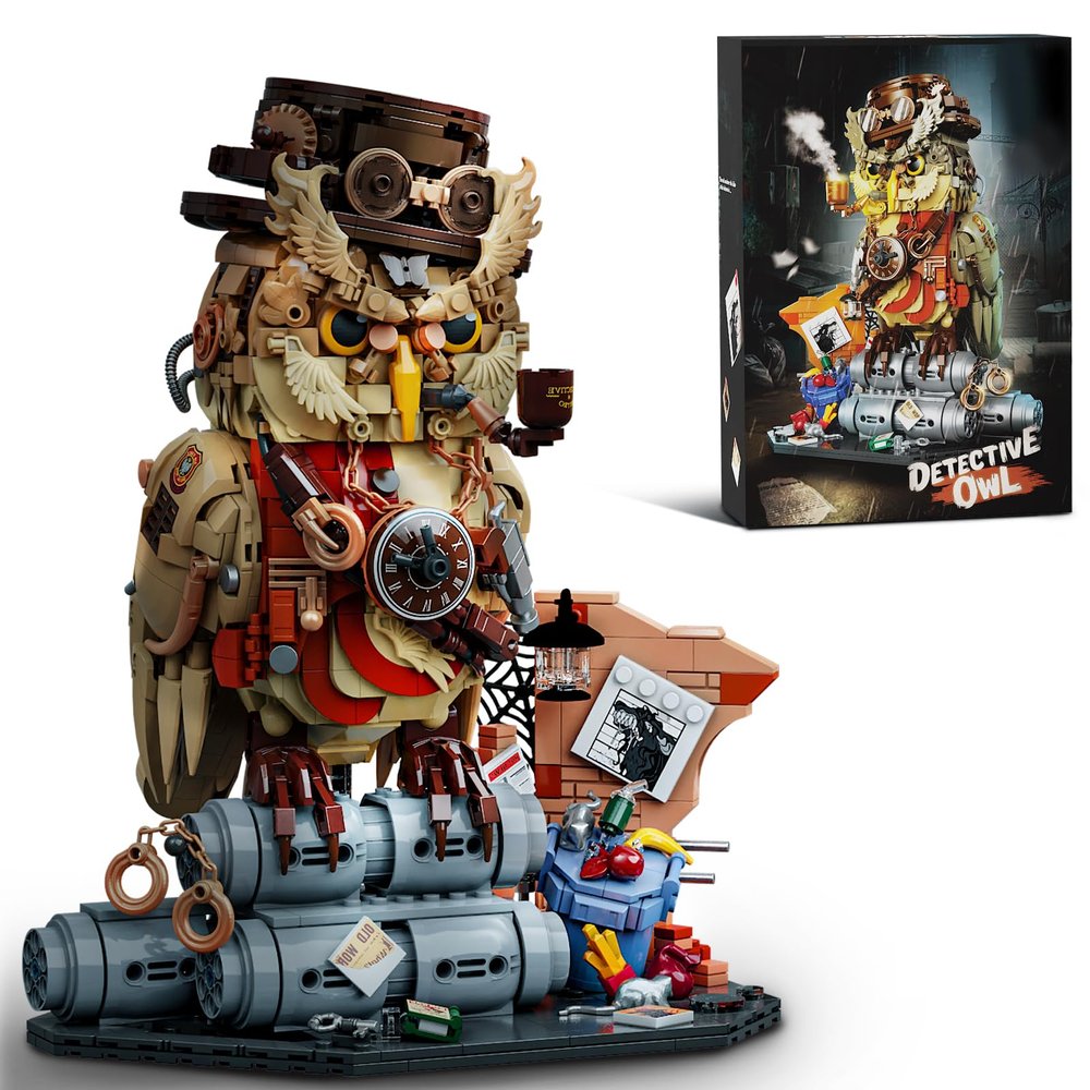 AibangBuildzy Ideas Detective Owl Building Block Set for Adults, 1286pcs Birds Animals Model Toys for Home & Office Decor for Boys 8-14, Christmas Birthday Gifts for Teens Kids
