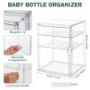 Baby Bottle Organizer, 3 Tiers Acrylic Bottle Storage Organizer Container, Clear Plastic Bottle Station Organizer with 2 Adjustable Dividers for Kitchen Countertop, Bathroom, Cabinet, Vanity view 2
