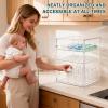 Baby Bottle Organizer, 3 Tiers Acrylic Bottle Storage Organizer Container, Clear Plastic Bottle Station Organizer with 2 Adjustable Dividers for Kitchen Countertop, Bathroom, Cabinet, Vanity view 4