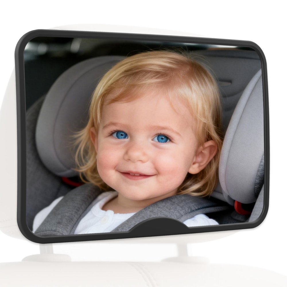 Plantureco Baby Car Mirror, Safety Car Seat Mirror for Rear Facing Infant, Clear Wide View, Easily Observe the Baby Move, Secure, Shatterproof, Easy Install, Perfect (Black)