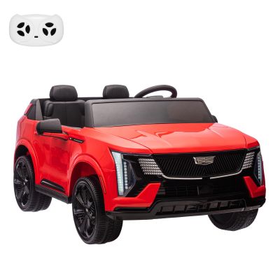 24V Kids Ride on Car with Remote Control 2 Seater Electric Vehicle Licensed Cadillac Ride on Toy for Toddlers 4 Wheeler Truck with Spring Suspension, LED Lights, Music, Red