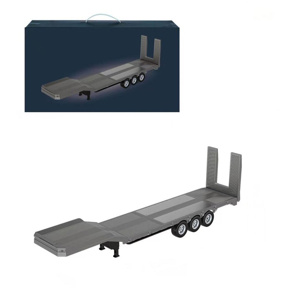 ConsoleXpress Remote Control Tractor Flatbed, 1/18 Scale Semi-Trailer Flatbed for 770S Heavy Duty Tractor Truck, Engineering Construction Vehicle Model for Adults & Youth