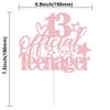 1 Pack 13 Official Teenager Cake Topper Glitter 13th Birthday Decorations for Boys Girls 13th Cake Decorations for Teen Birthday Party Supplies Rose Gold view 2